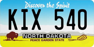 ND license plate KIX540