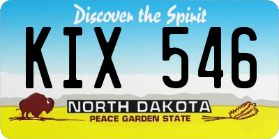 ND license plate KIX546