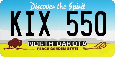 ND license plate KIX550
