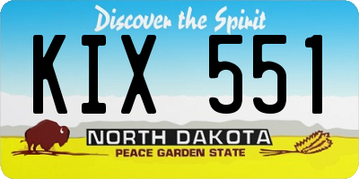 ND license plate KIX551
