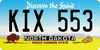 ND license plate KIX553