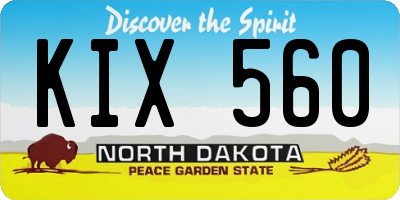 ND license plate KIX560