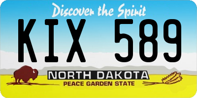 ND license plate KIX589