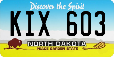 ND license plate KIX603
