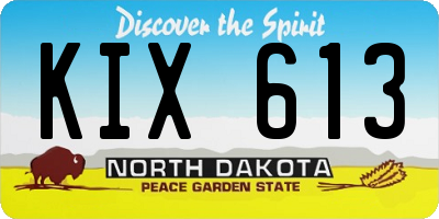 ND license plate KIX613