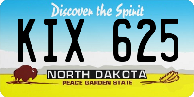 ND license plate KIX625