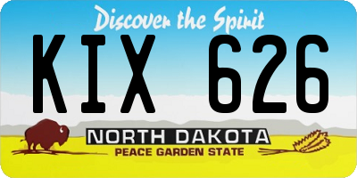 ND license plate KIX626