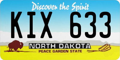 ND license plate KIX633