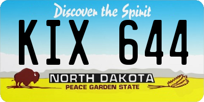 ND license plate KIX644