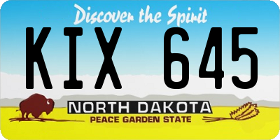ND license plate KIX645