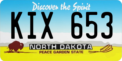 ND license plate KIX653