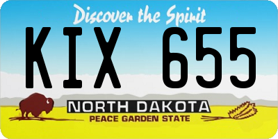 ND license plate KIX655