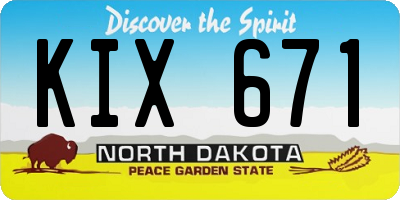 ND license plate KIX671