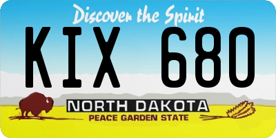 ND license plate KIX680