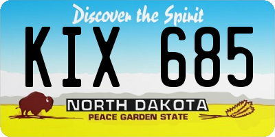 ND license plate KIX685