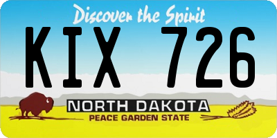 ND license plate KIX726