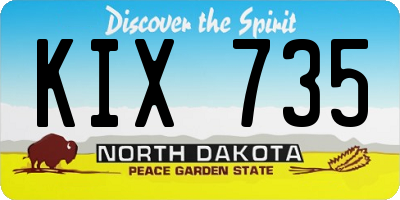 ND license plate KIX735