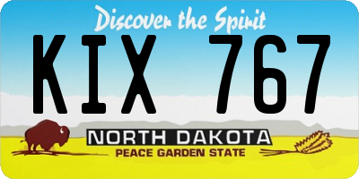 ND license plate KIX767