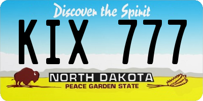 ND license plate KIX777