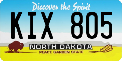 ND license plate KIX805