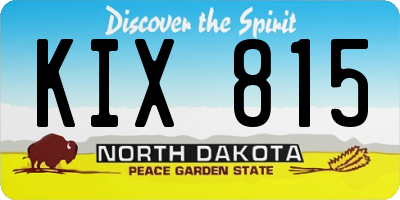 ND license plate KIX815