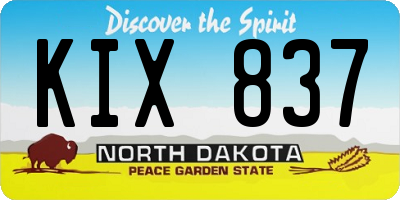ND license plate KIX837