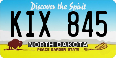 ND license plate KIX845