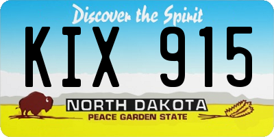 ND license plate KIX915