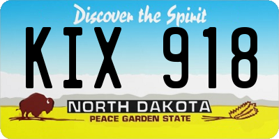 ND license plate KIX918