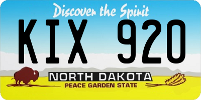 ND license plate KIX920