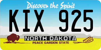 ND license plate KIX925