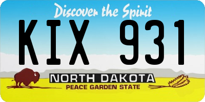 ND license plate KIX931