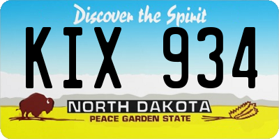 ND license plate KIX934