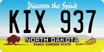 ND license plate KIX937