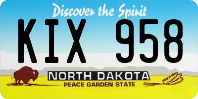 ND license plate KIX958