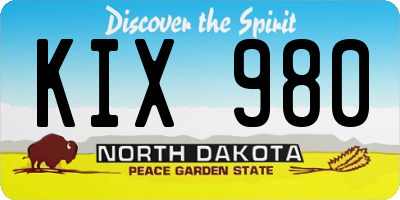 ND license plate KIX980