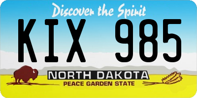 ND license plate KIX985