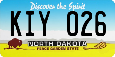 ND license plate KIY026