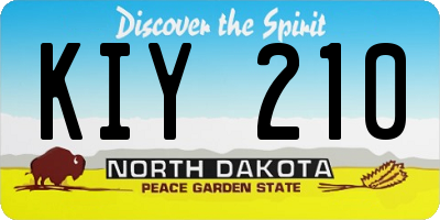 ND license plate KIY210