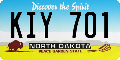 ND license plate KIY701