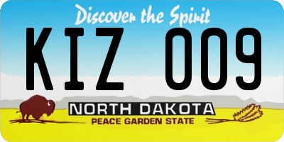 ND license plate KIZ009