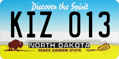 ND license plate KIZ013