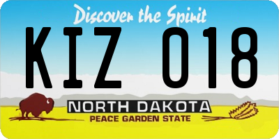 ND license plate KIZ018