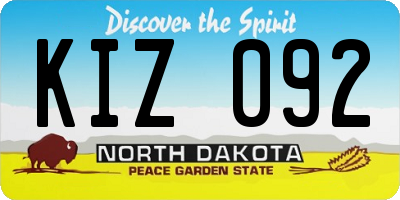 ND license plate KIZ092