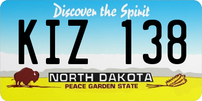 ND license plate KIZ138