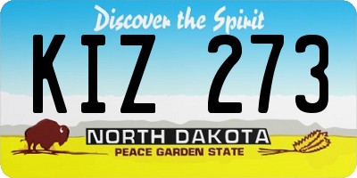 ND license plate KIZ273
