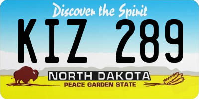 ND license plate KIZ289