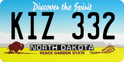 ND license plate KIZ332