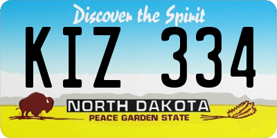 ND license plate KIZ334