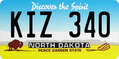 ND license plate KIZ340